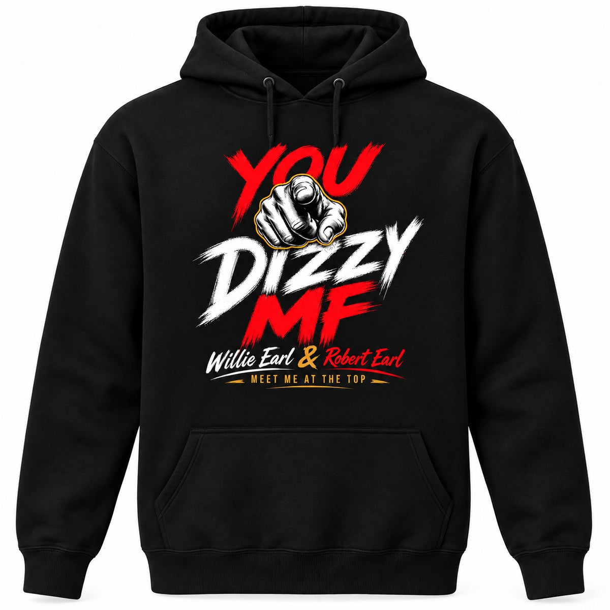 Black You Dizzy MF graphic pullover hoodie front